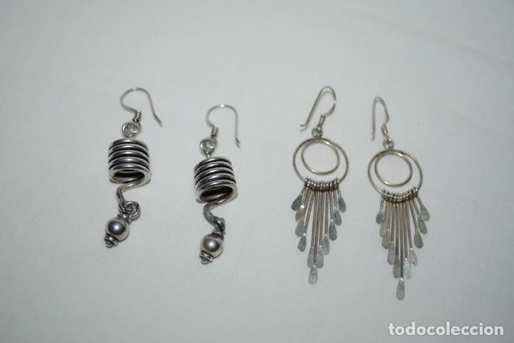 Joyeria: LOTE DE PENDIENTES MODERNOS DE PLATA - Foto 1