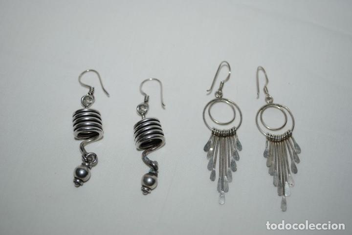 Joyeria: LOTE DE PENDIENTES MODERNOS DE PLATA - Foto 2