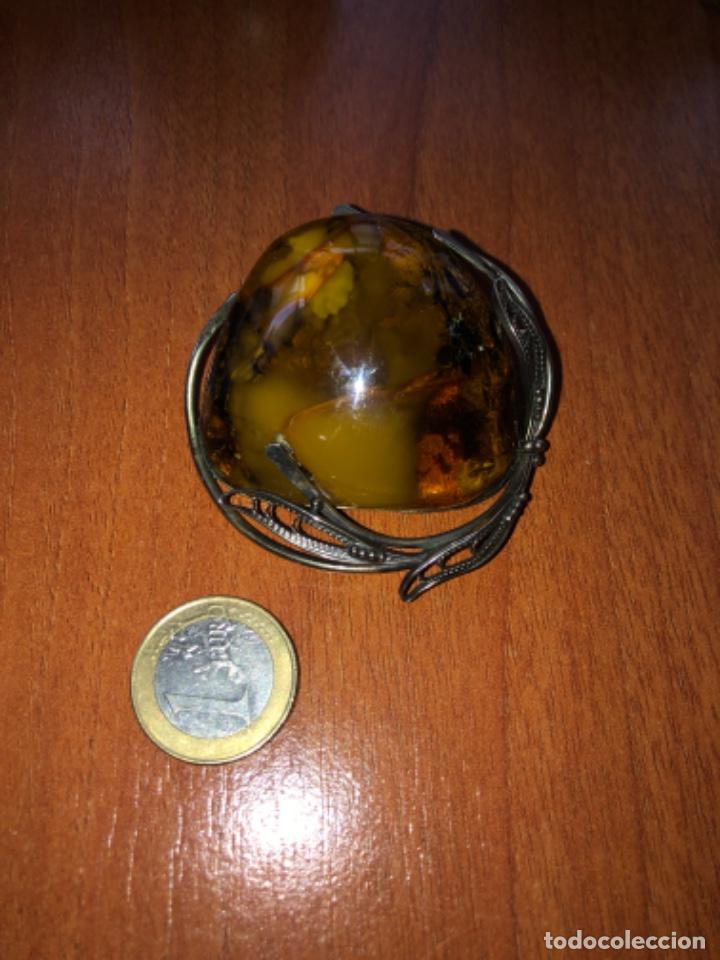 Joyeria: Antiguo broche de plata piedra &aacute;mbar - Foto 1