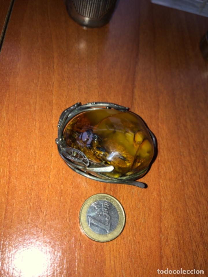 Joyeria: Antiguo broche de plata piedra &aacute;mbar - Foto 3