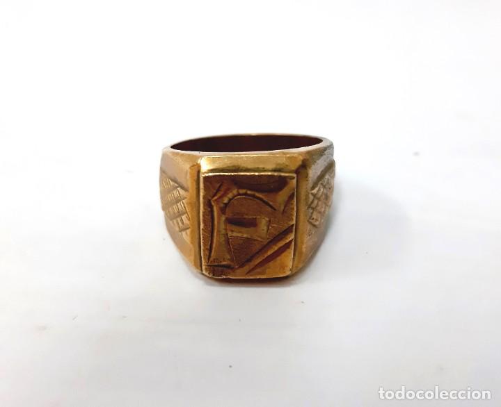 Joyeria: Anillo macho macizo de lat&oacute;n, grabado &rdquo;F&rdquo;(2.3) - Foto 1