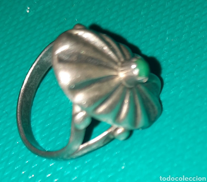 Joyeria: ANTIGUO ANILLO O SORTIJA DE PLATA CON PIEDRA TURQUESA - Foto 4