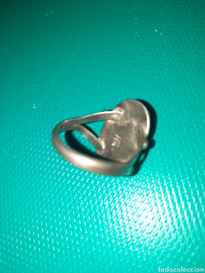 Joyeria: ANTIGUO ANILLO O SORTIJA DE PLATA CON PIEDRA TURQUESA - Foto 5