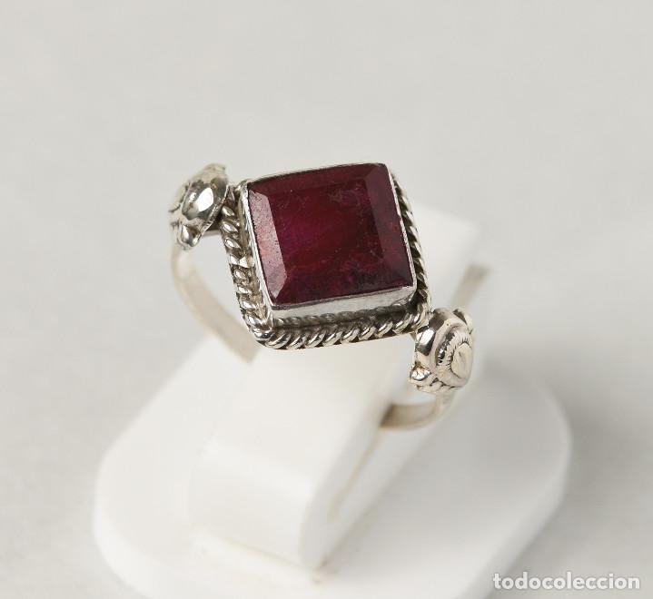 Joyeria: Anillo de plata de ley con rub&iacute; natural - Talla 13 - Foto 1