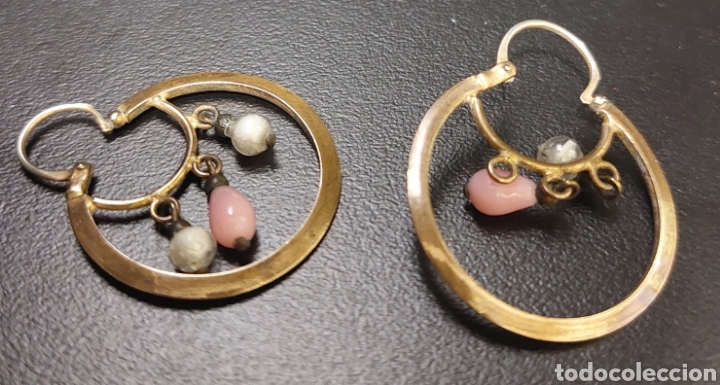Joyeria: Pendientes antiguos de metal dorado. - Foto 10