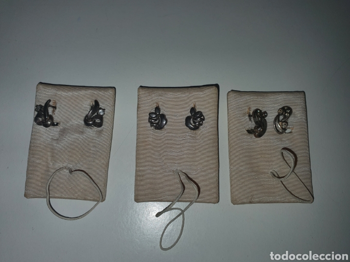 Joyeria: Antiguo 3 juegos de pendientes de plata . - Foto 1