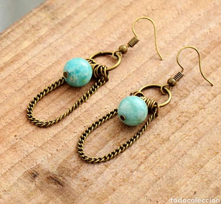 Joyeria: Pendientes Vintage con Amazonita ENV&Iacute;O GRATIS!! - Foto 2