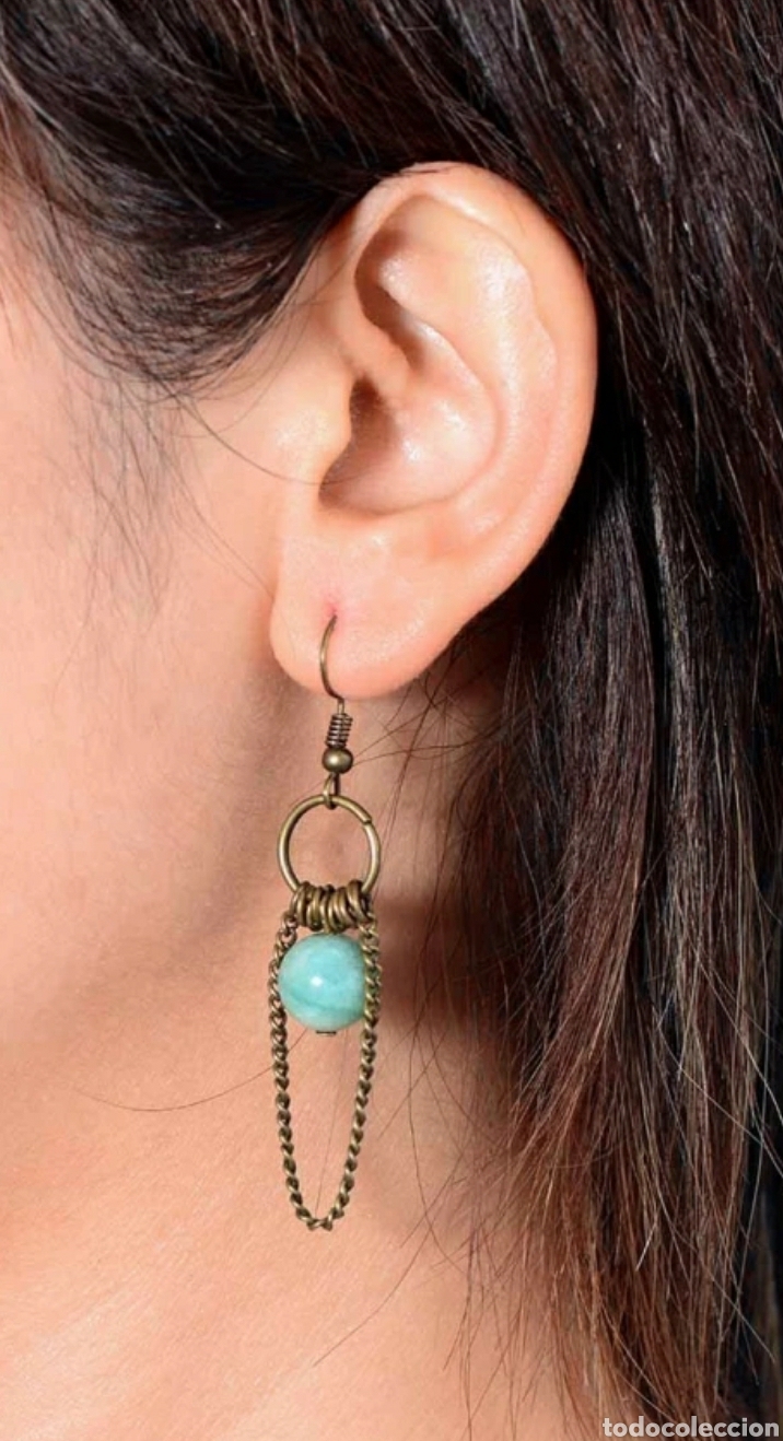 Joyeria: Pendientes Vintage con Amazonita ENV&Iacute;O GRATIS!! - Foto 4