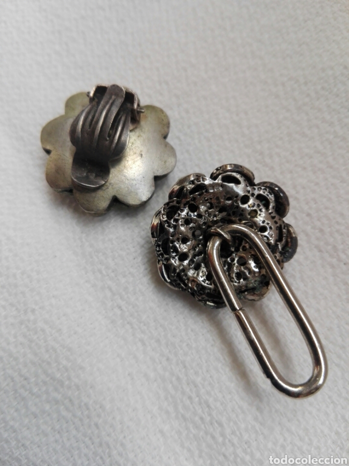 Joyeria: Antiguo pendiente charro de plata antigua y bot&oacute;n charro - Foto 2