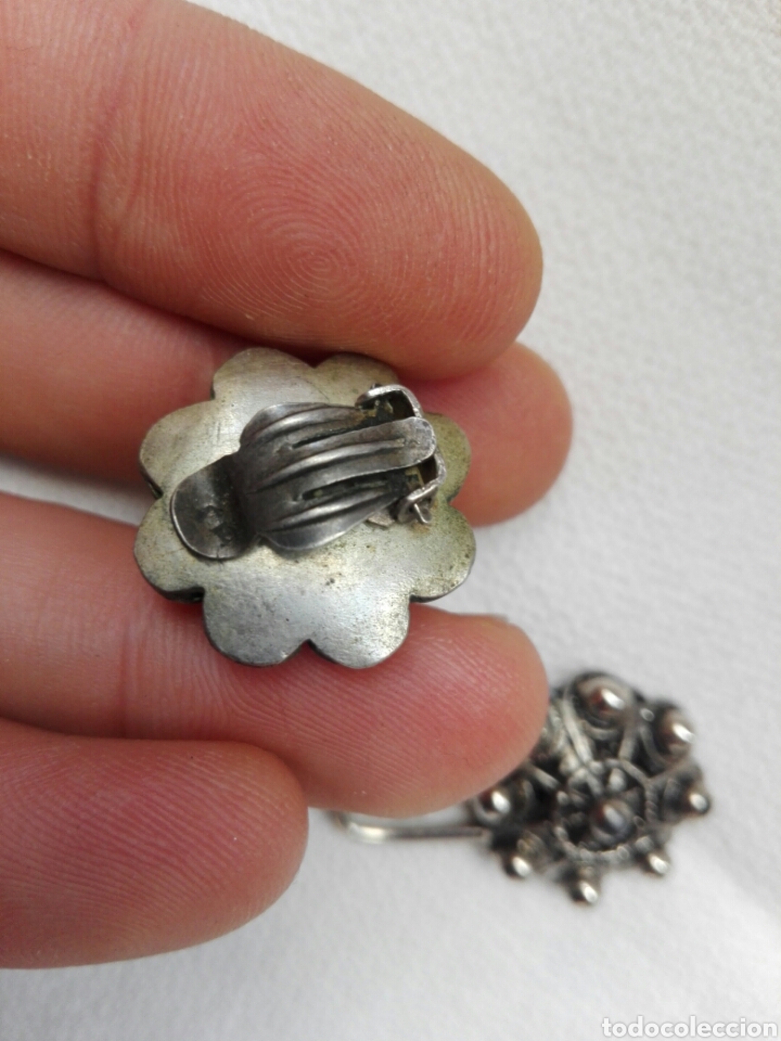 Joyeria: Antiguo pendiente charro de plata antigua y bot&oacute;n charro - Foto 3