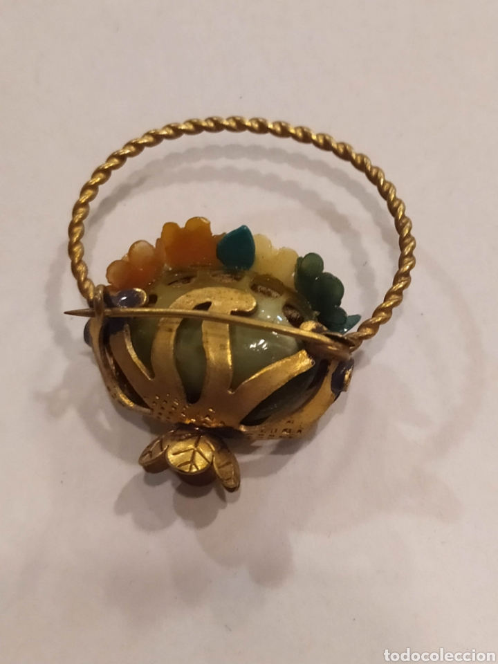 Joyeria: Antiguo broche cesta de flores. - Foto 2