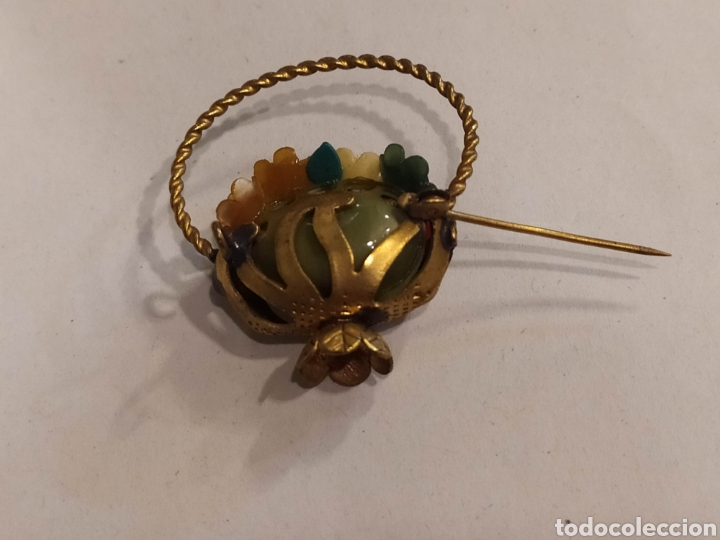Joyeria: Antiguo broche cesta de flores. - Foto 3