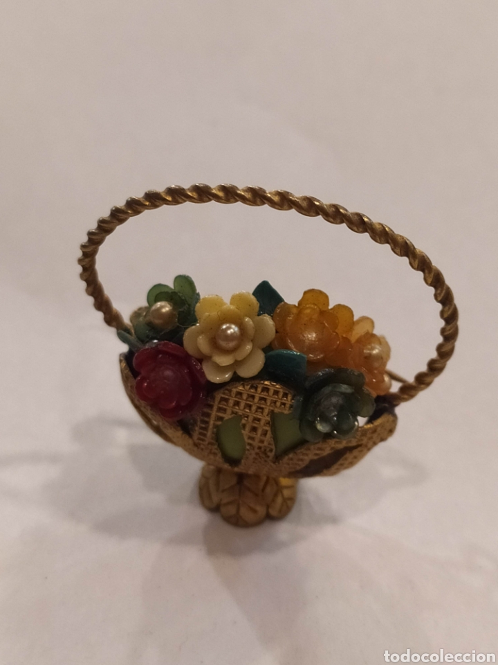 Joyeria: Antiguo broche cesta de flores. - Foto 4