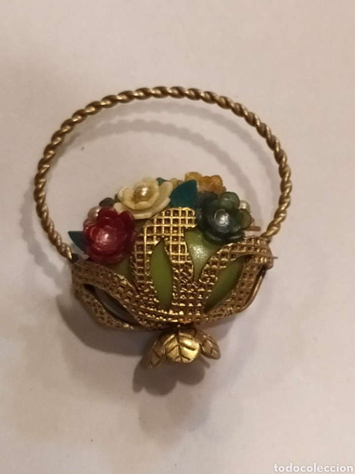 Joyeria: Antiguo broche cesta de flores. - Foto 1