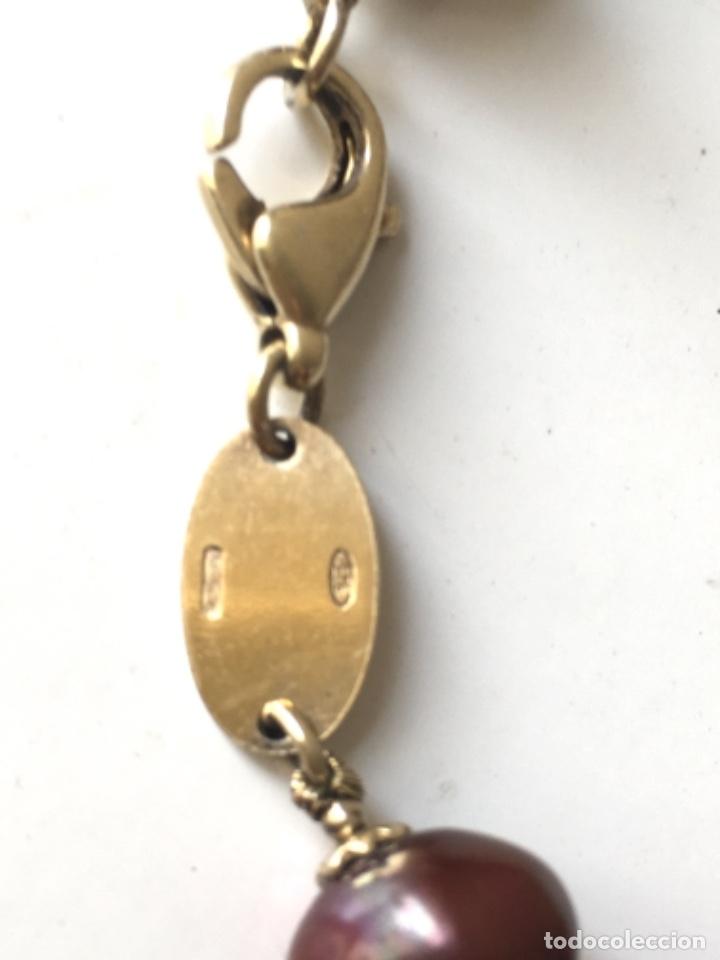 Joyeria: Collar de perlas cultivadas de r&iacute;o y plata chapada en oro. - Foto 3
