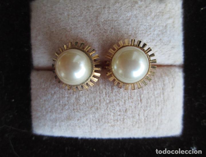 Joyeria: PENDIENTES CHAPADO EN ORO DE 18 KLTS. CON PERLA - SIN ESTRENAR - Foto 2