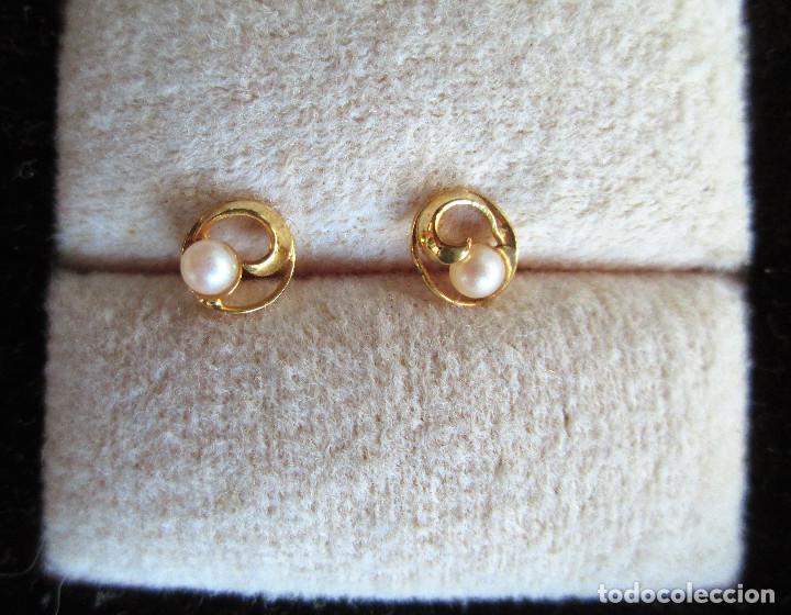 Joyeria: PENDIENTES CHAPADO EN ORO DE 24 KLTS. CON PERLA - SIN ESTRENAR - Foto 1