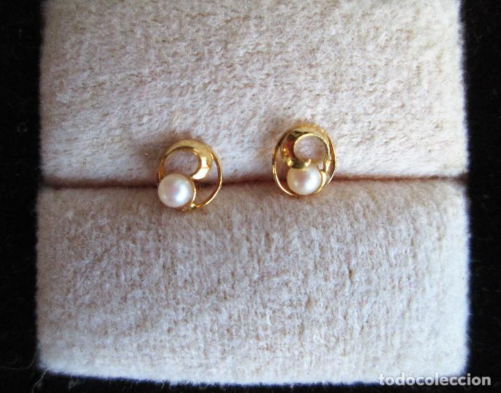 Joyeria: PENDIENTES CHAPADO EN ORO DE 24 KLTS. CON PERLA - SIN ESTRENAR - Foto 2