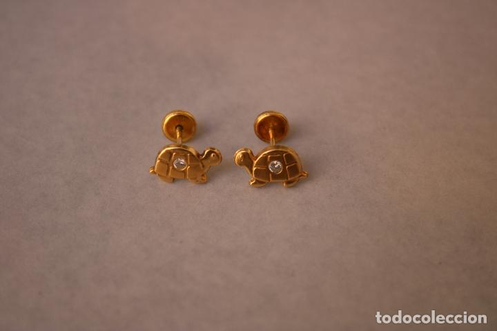 Joyeria: pendientes tortuga oro 18k. - Foto 2