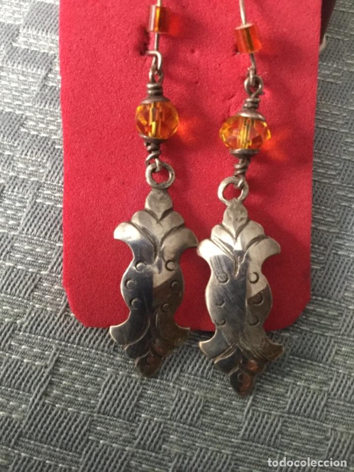 Joyeria: Pendientes antiguos de plata y &Aacute;mbar - Foto 1