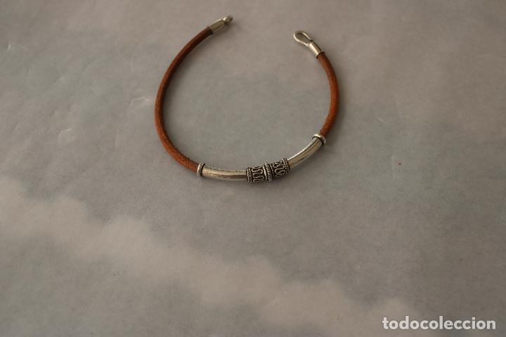 Joyeria: pulsera de cuero y plata de ley 925 - Foto 1