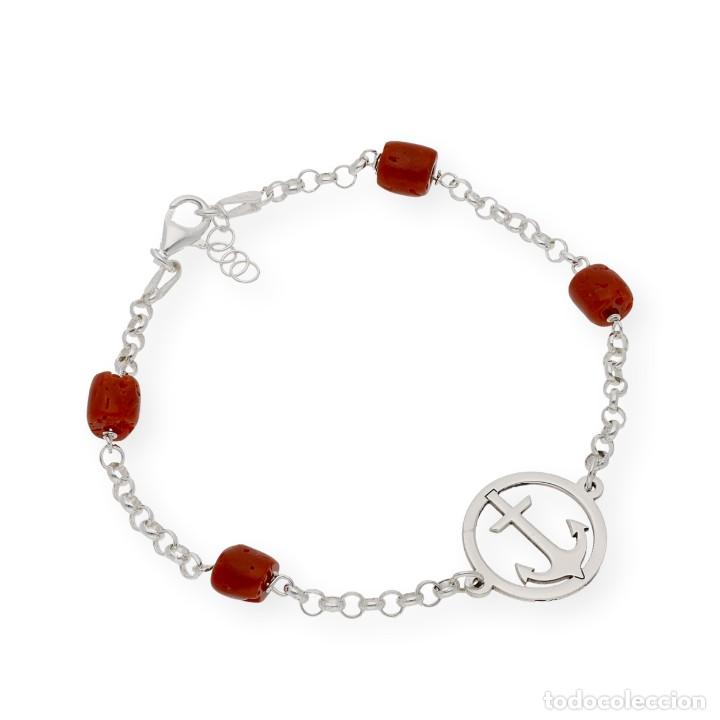 Joyeria: Pulsera de Ancla en Plata de Ley 925 con Corales - Foto 3