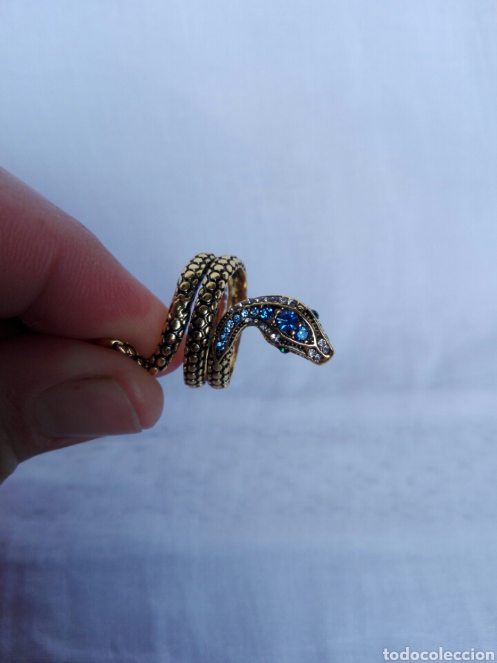 Joyeria: ANILLO SERPIENTE CON CRISTALES CHECOS, ORIGINAL CULEBRA ENTRELAZADA - Foto 3