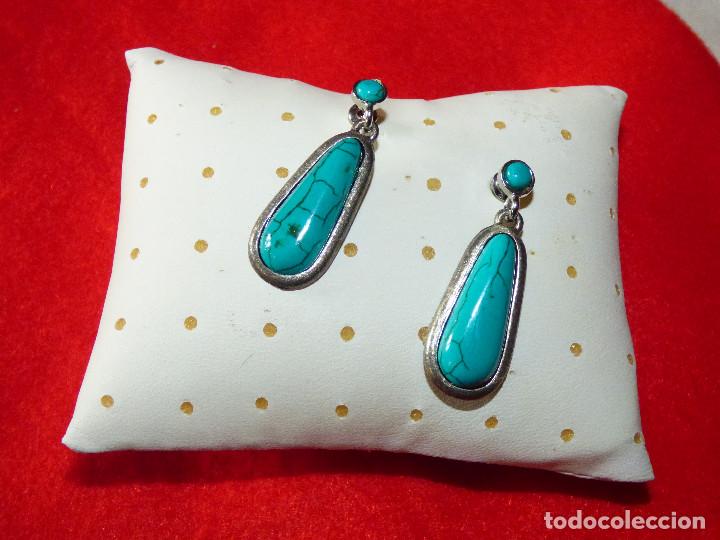 Joyeria: Pendientes,turquesa artificial. - Foto 1