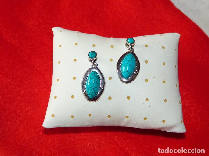 Joyeria: Pendientes,turquesa artificial. - Foto 1