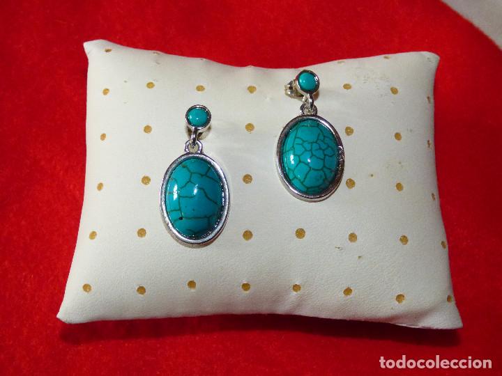 Joyeria: Pendientes,turquesa artificial. - Foto 1