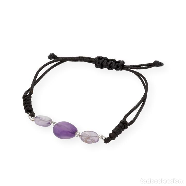 Joyeria: Pulsera Macram&eacute; en Plata de Ley 925 con 3 Amatistas - Foto 1
