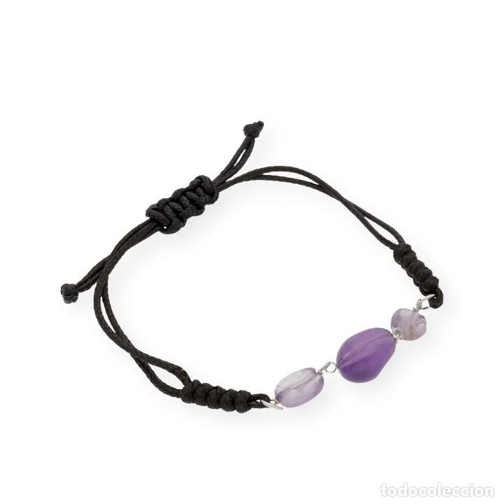 Joyeria: Pulsera Macram&eacute; en Plata de Ley 925 con 3 Amatistas - Foto 2