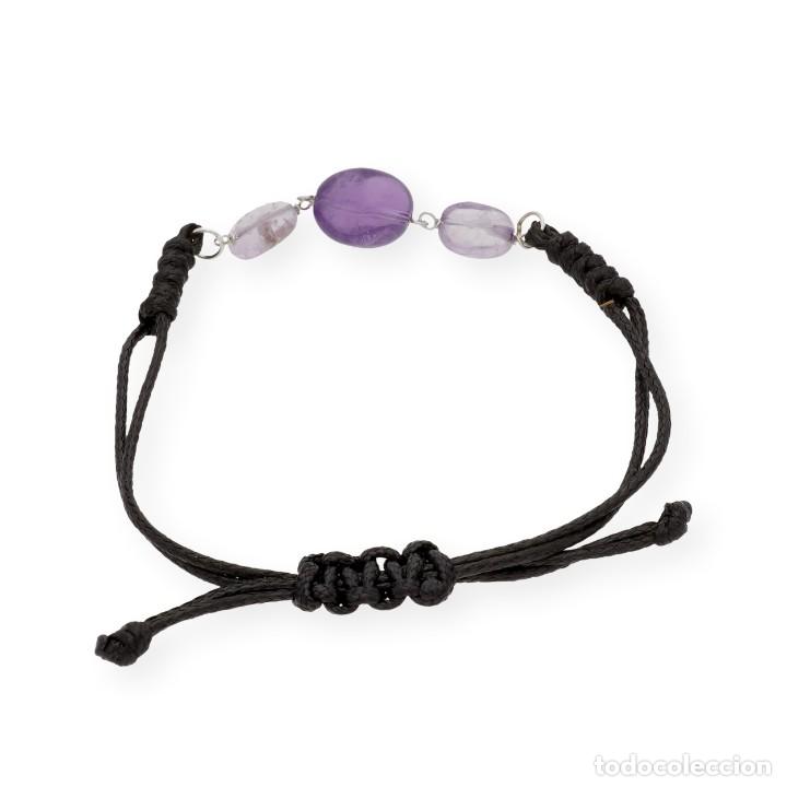 Joyeria: Pulsera Macram&eacute; en Plata de Ley 925 con 3 Amatistas - Foto 3