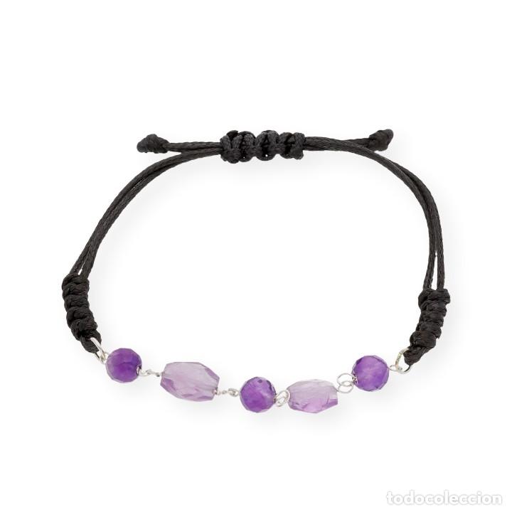 Joyeria: Pulsera Macram&eacute; en Plata de Ley 925 con 5 Amatistas - Foto 1