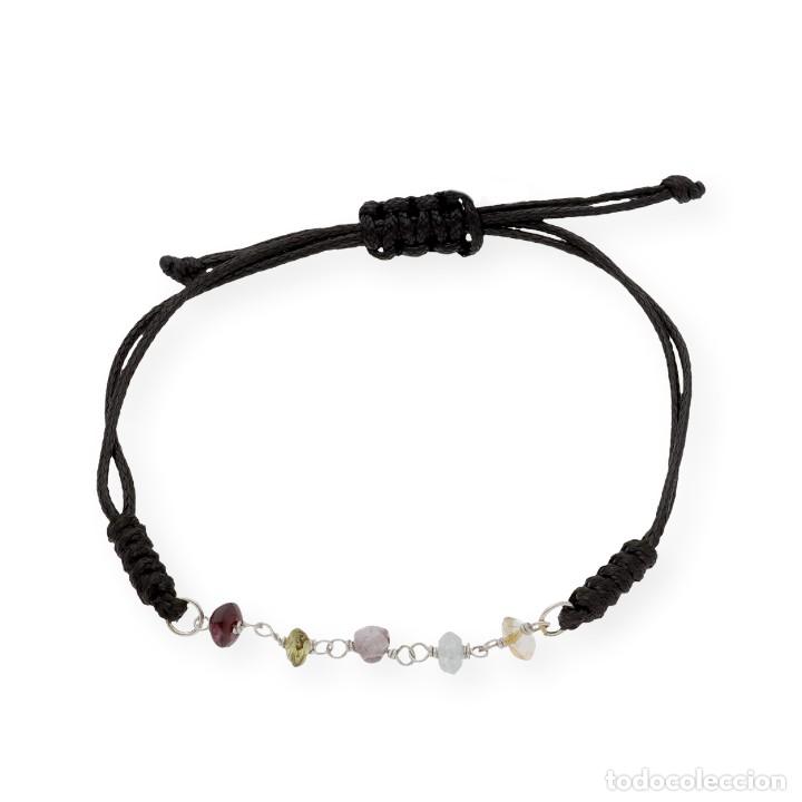 Joyeria: Pulsera Macram&eacute; en Plata de Ley 925 con Turmalinas de Colores - Foto 2