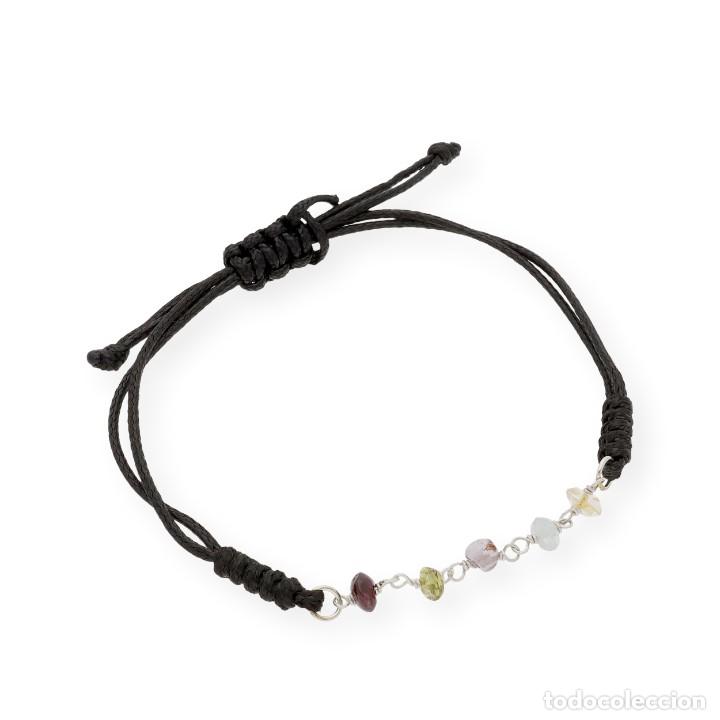 Joyeria: Pulsera Macram&eacute; en Plata de Ley 925 con Turmalinas de Colores - Foto 3
