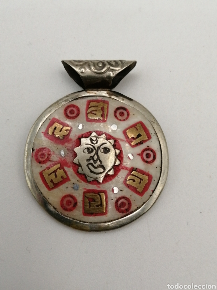 Joyeria: Colgante azteca. Alpaca, bronce y hueso - Foto 2