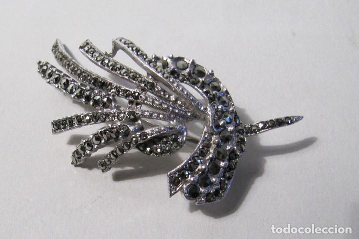 Joyeria: Broche de plata con marcasitas en forma de ramo - Foto 1
