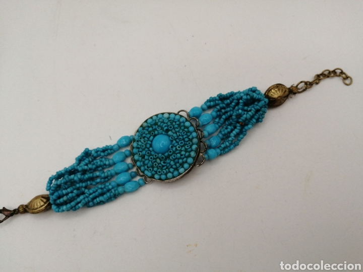 Joyeria: Pulsera lat&oacute;n y opalina color turquesa - Foto 2