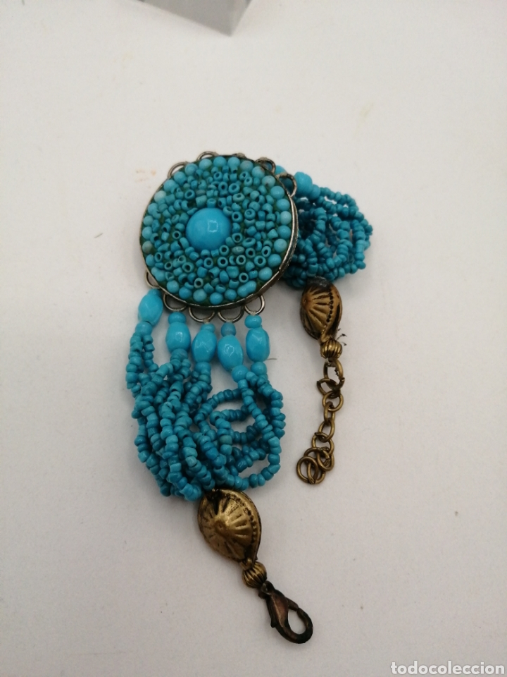 Joyeria: Pulsera lat&oacute;n y opalina color turquesa - Foto 3
