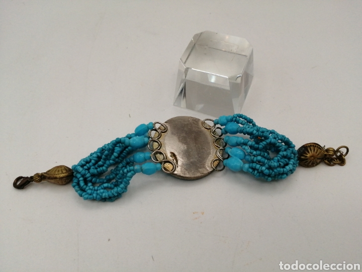Joyeria: Pulsera lat&oacute;n y opalina color turquesa - Foto 4