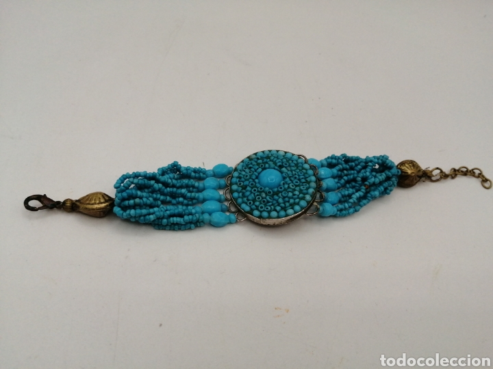 Joyeria: Pulsera lat&oacute;n y opalina color turquesa - Foto 5