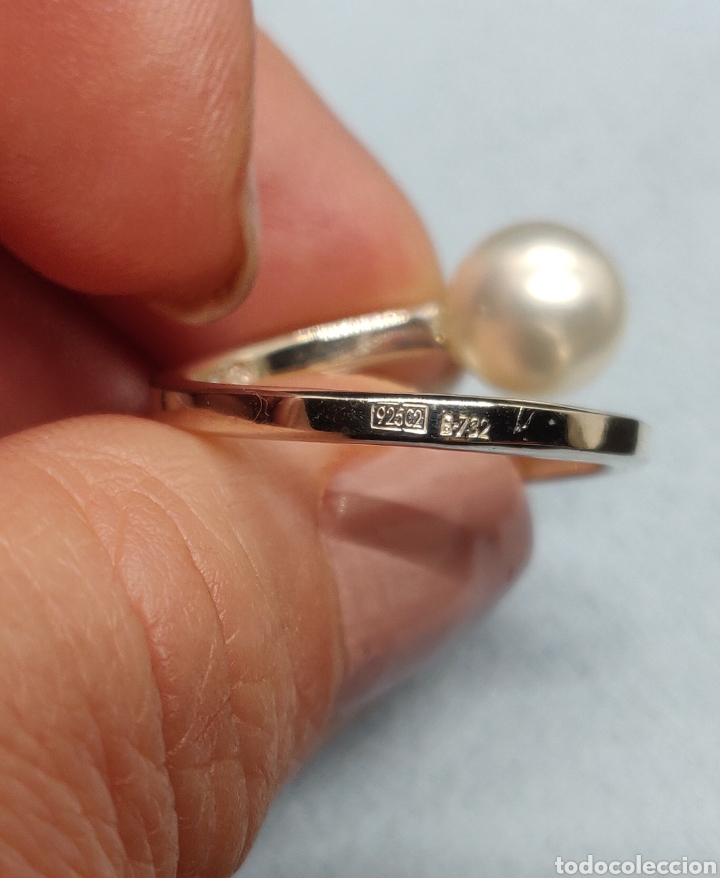 Joyeria: Anillo de plata de ley 925 y perlas de imitaci&oacute;n - Foto 2