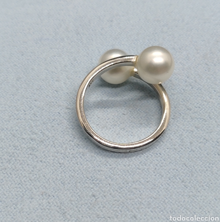 Joyeria: Anillo de plata de ley 925 y perlas de imitaci&oacute;n - Foto 3