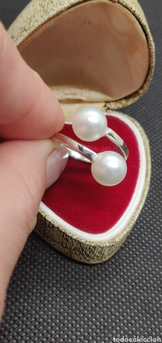 Joyeria: Anillo de plata de ley 925 y perlas de imitaci&oacute;n - Foto 7