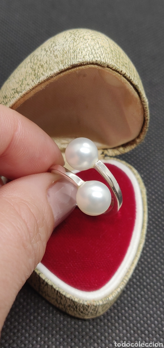 Joyeria: Anillo de plata de ley 925 y perlas de imitaci&oacute;n - Foto 4