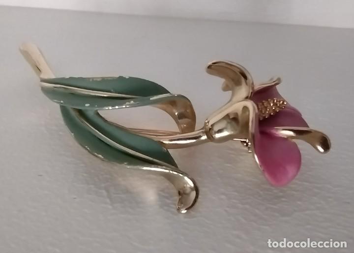 Joyeria: Broche vintage chapado oro y esmalte - Foto 2