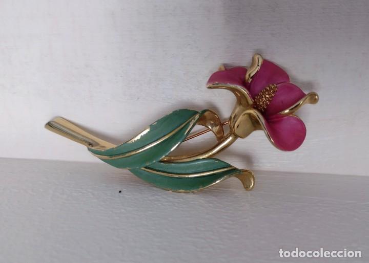 Joyeria: Broche vintage chapado oro y esmalte - Foto 4