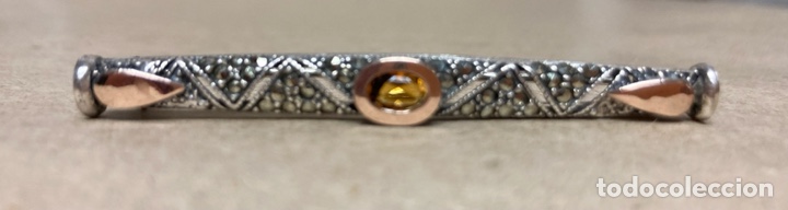 Joyeria: BROCHE ART DECO EN PLATA, ORO Y MARQUESITAS. CIRCA 1930 - Foto 3