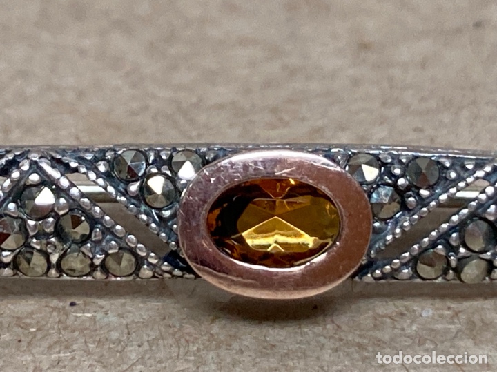 Joyeria: BROCHE ART DECO EN PLATA, ORO Y MARQUESITAS. CIRCA 1930 - Foto 4